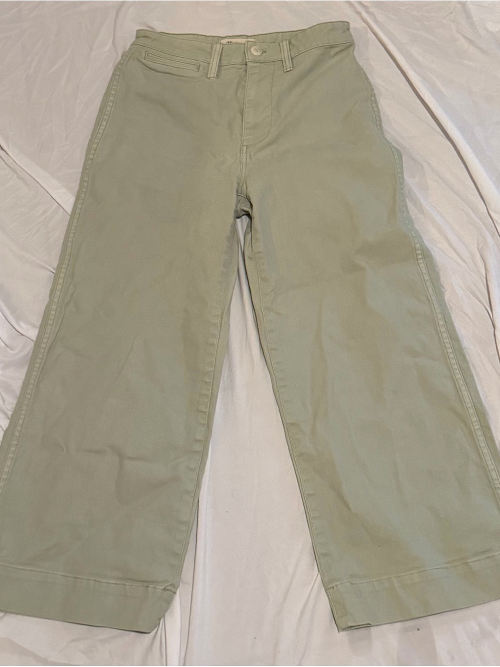 Madewell Light Sage Wide-Leg Cropped Jeans